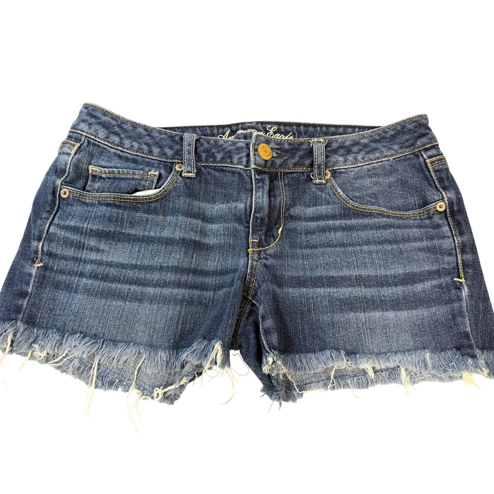 American Eagle Womens Denim Cutoff Shorts Blue Medium Wash Low Rise Size 6